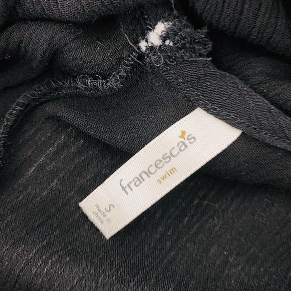 Francesca's Womens Scoop Back Top Small Black White Pompom Swim Cover-Up - Picture 9 of 10